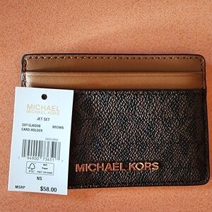 Michael Kors Brown and Tan Card Holder